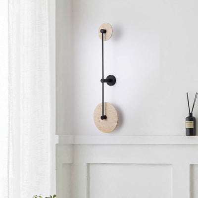 Modern Minimalist Geometric Circle Travertine Iron 2-Light Wall Sconce Lamp For Bedroom