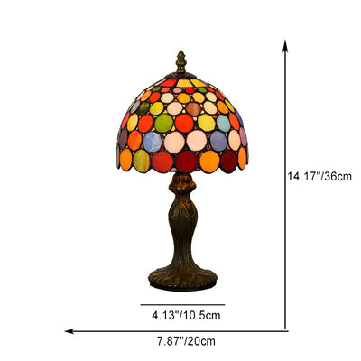 Traditional Tiffany Dome Aluminum Glass 1-Light Table Lamp For Living Room