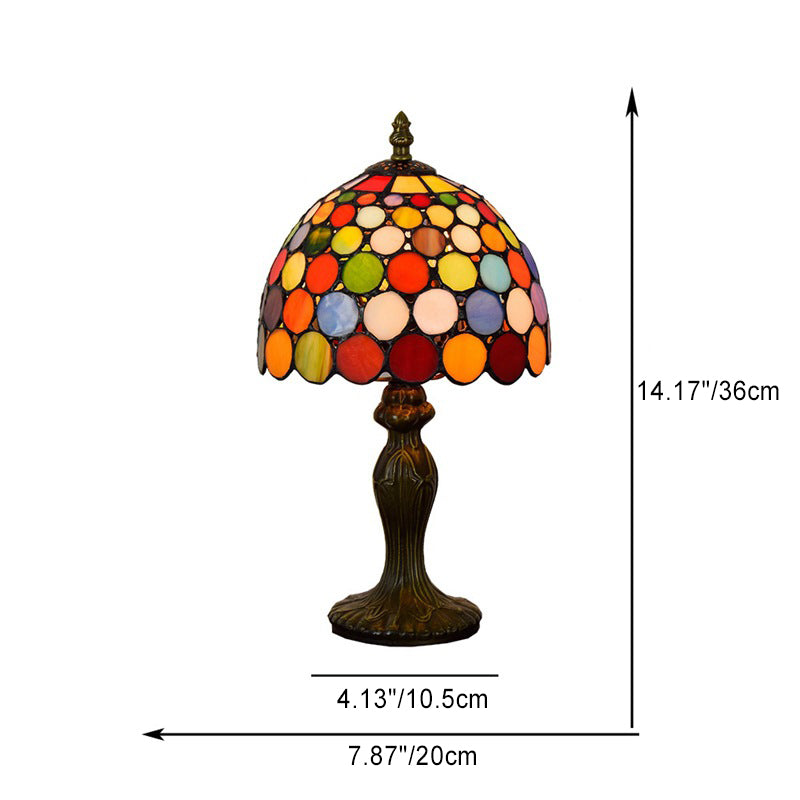 Traditional Tiffany Dome Aluminum Glass 1-Light Table Lamp For Living Room