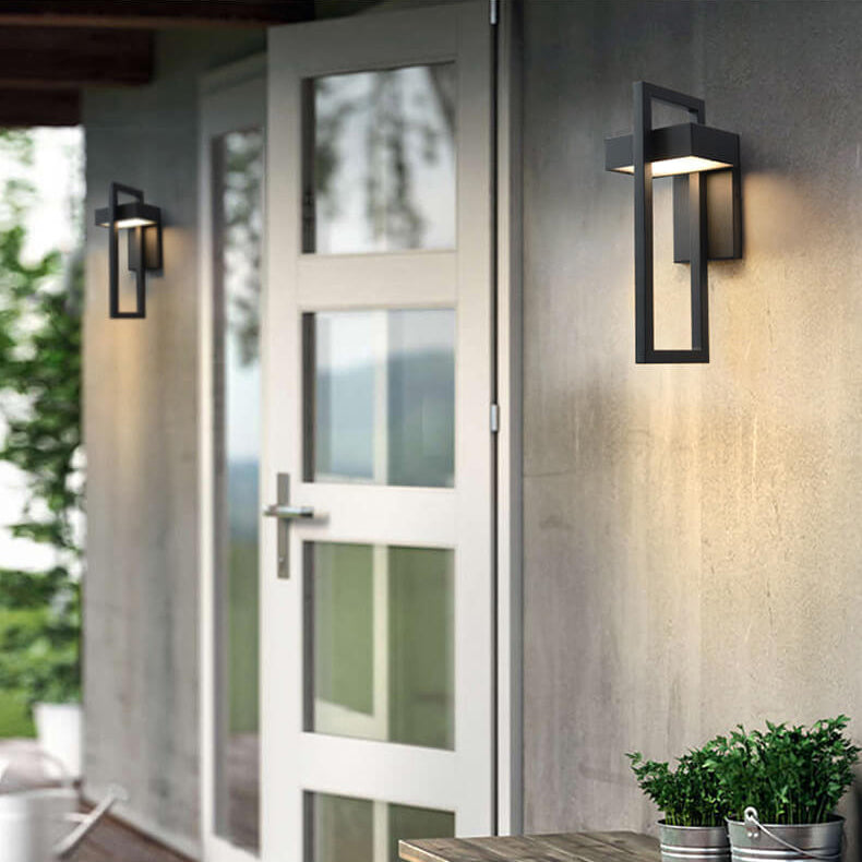 Modern Minimalist Geometric Frame Stainless Steel LED Waterproof Wall Sconce Lamp For Outdoor Patio