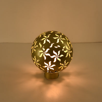 Contemporary Industrial Solar Stainless Steel Carved Sphere 1-Light Post Light Lawn Landscape Light For Outdoor Patio