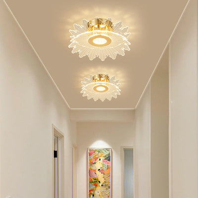 Modern Minimalist Flower Metal Acrylic LED Semi-Flush Mount Ceiling Light For Bedroom