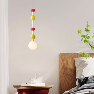 Modern Simplicity Iron Glass Ball Strip 1-Light Pendant Light For Bedside