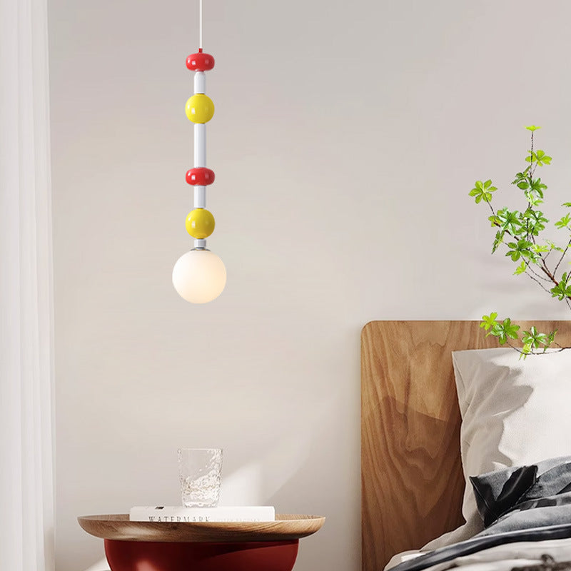 Modern Simplicity Iron Glass Ball Strip 1-Light Pendant Light For Bedside