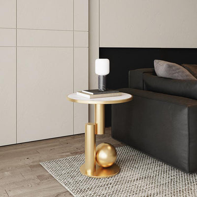 Contemporary Simplicity Sintered Stone Geometric Column Base Coffee Table For Living Room