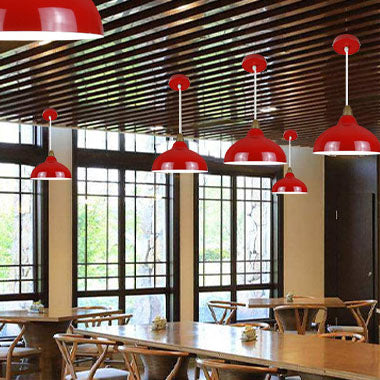 Modern Simplicity Red Iron Semicircle Shade 1-Light Pendant Light For Kitchen