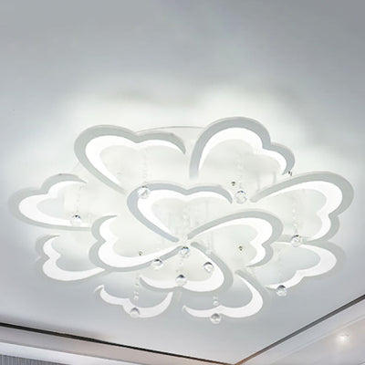 Modern Minimalist Petal Hardware Acrylic Crystal LED Semi-Flush Mount Ceiling Light For Living Room