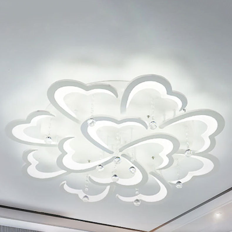 Modern Minimalist Petal Hardware Acrylic Crystal LED Semi-Flush Mount Ceiling Light For Living Room