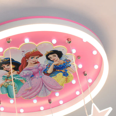 Contemporary Creative Cartoon Princess Elsa Acrylic Round Shade LED Flush Mount Ceiling Light For Bedroom