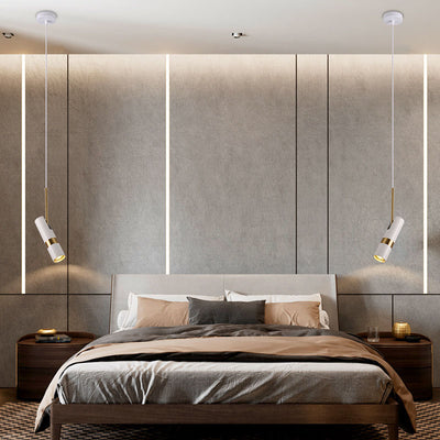 Contemporary Nordic Simplicity Metal Long Barrel 1-Light Pendant Light For Bedroom