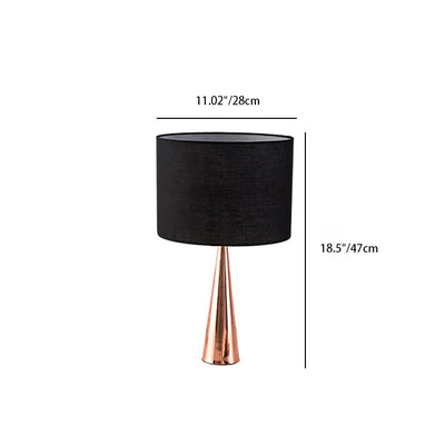 Contemporary Scandinavian Black Fabric Cone Base 1-Light Table Lamp For Study