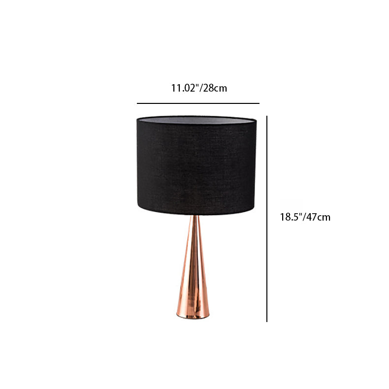 Contemporary Scandinavian Black Fabric Cone Base 1-Light Table Lamp For Study