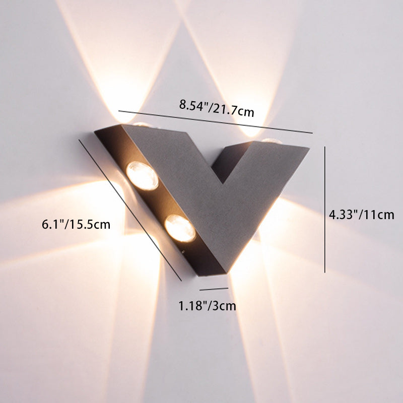 Modern Minimalist V-Shaped Triangle Aluminum Glass LED Wall Sconce Lamp For Garden