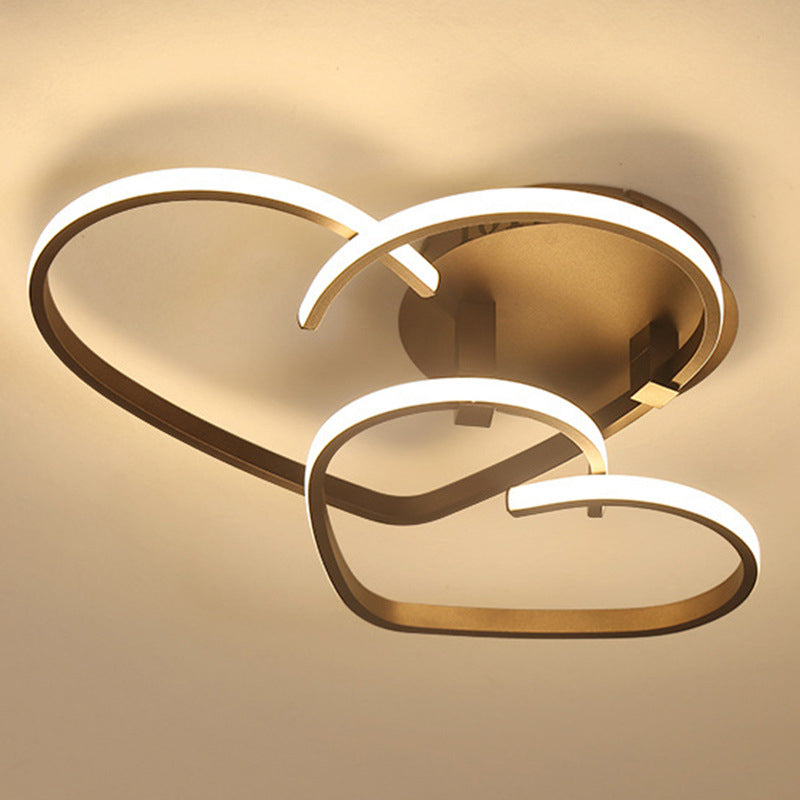 Contemporary Creative Heart Shape Acrylic Strip Iron LED Semi-Flush Mount Ceiling Light For Living Room