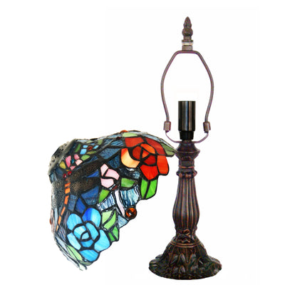 Traditional Tiffany Dome Iron Glass 1-Light Table Lamp For Living Room