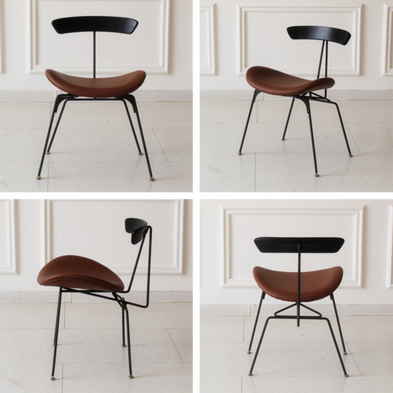 Contemporary Industrial Ant Arch Wood Rebar Leather Fabric Sponge Dining Chair Backrest For Dining Room