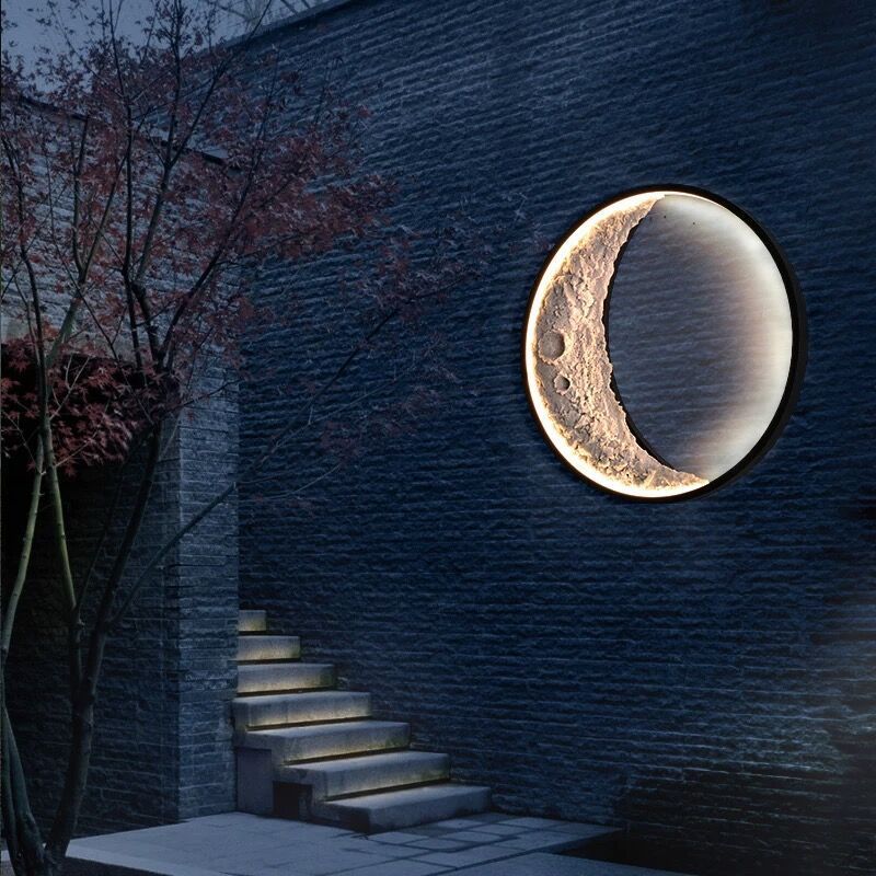 Modern Art Deco Round Metal Resin LED Wall Sconce Lamp For Bedroom