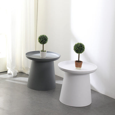 Contemporary Scandinavian Round Plastic End Table 1-Tier For Living Room