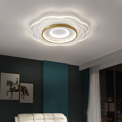 Modern Minimalist Floral Aluminum Acrylic LED Flush Mount Ceiling Light For Living Room