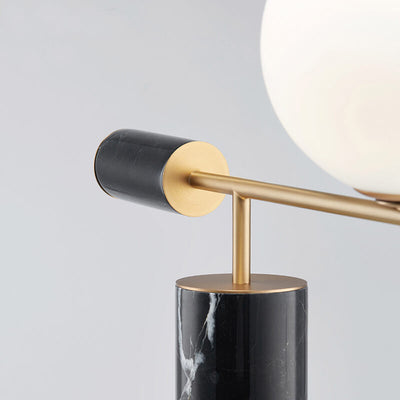 Lampe de table cylindrique à 1 lumière avec boule de verre à texture de marbre moderne nordique