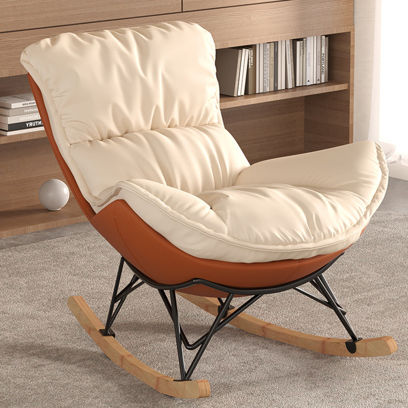 Contemporary Simplicity Fabric Upholstered Rocking Chair Footrest For Living Room