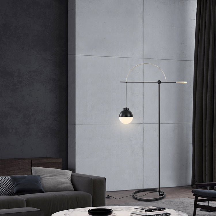 Contemporary Scandinavian Fishing Rod Iron Glass 1-Light Standing Floor Lamp For Living Room