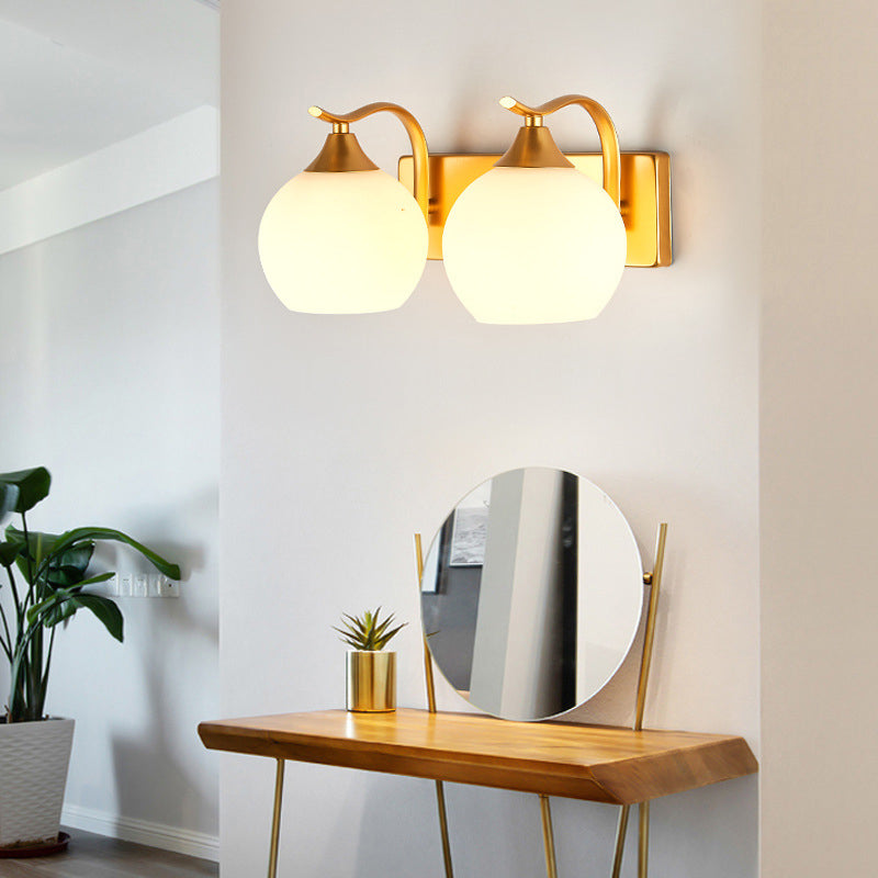 Modern Simplicity Iron Glass Ball 1/2 Light Wall Sconce Lamp For Bedside