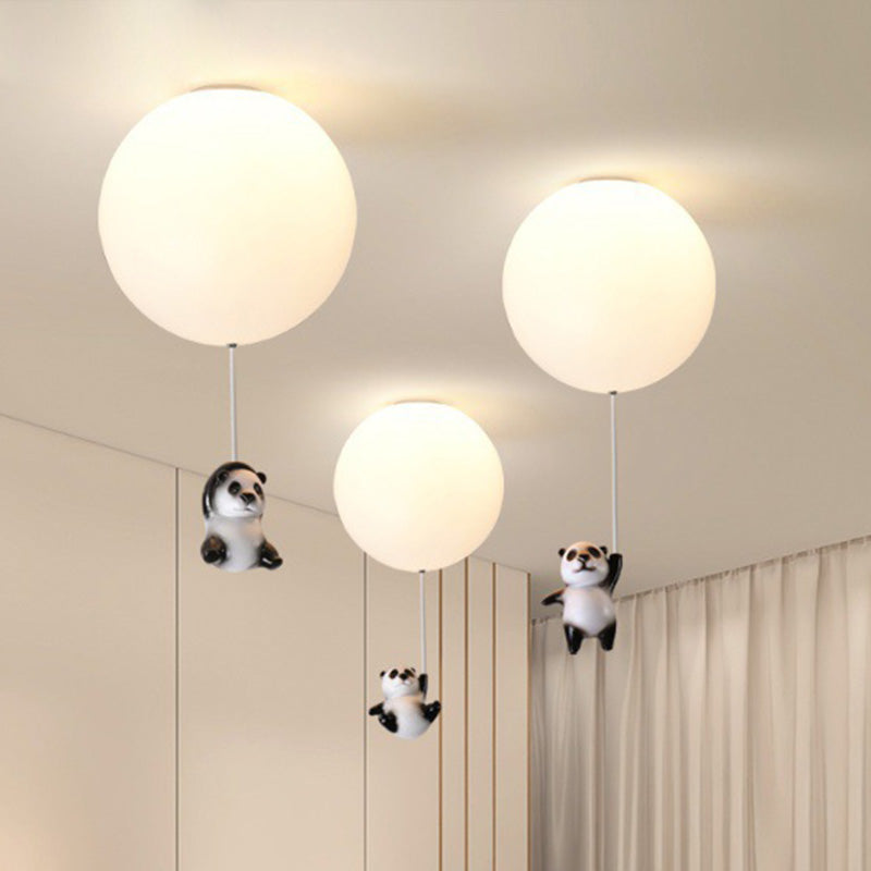 Modern Minimalist Bear Balloon PE Resin 1/3 Light Flush Mount Ceiling Light For Bedroom