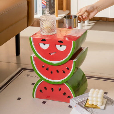 Contemporary Creative Fruit Watermelon Peach Design Resin End Table For Living Room