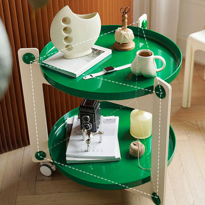 Contemporary Creative Round PET Acrylic End Table 2-Tier For Living Room