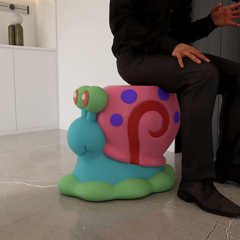 Contemporary Creative Cartoon Snail Design Resin Low Stool For Living Room