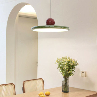 Soucoupe volante ronde scandinave contemporaine, suspension LED en fer acrylique pour salon 