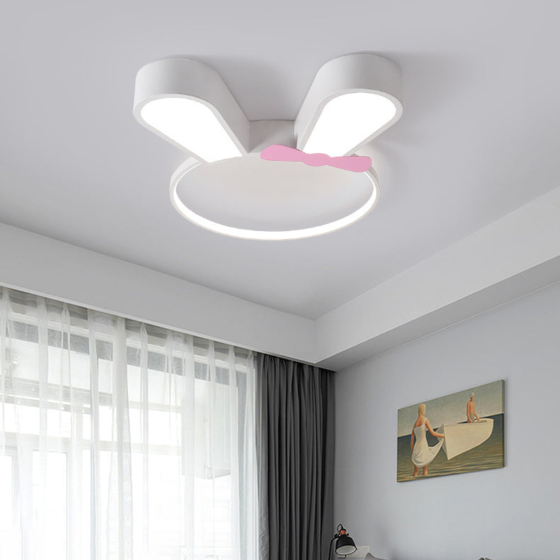 Contemporary Creative Kids Rabbit Iron Acrylic LED Flush Mount Ceiling Light For Bedroom