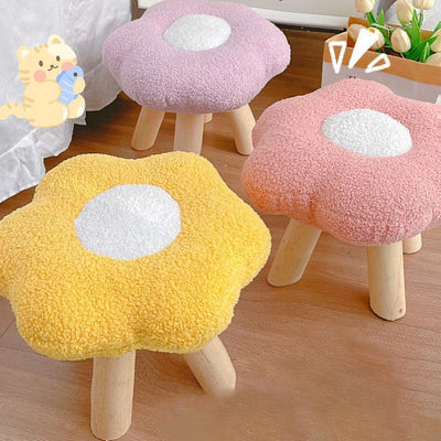 Contemporary Creative Flower Shape Velvet Footstool For Entryways