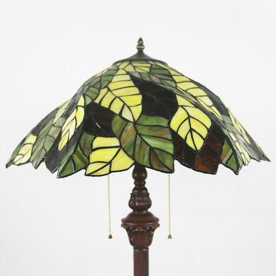 Traditional Tiffany Stained Glass Alloy 2-Light Standing Floor Lamp For Bedroom