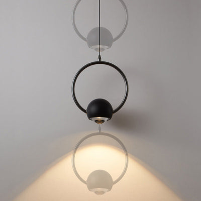 Contemporary Nordic Aluminum Circle Ring Liftable LED Pendant Light For Bedroom