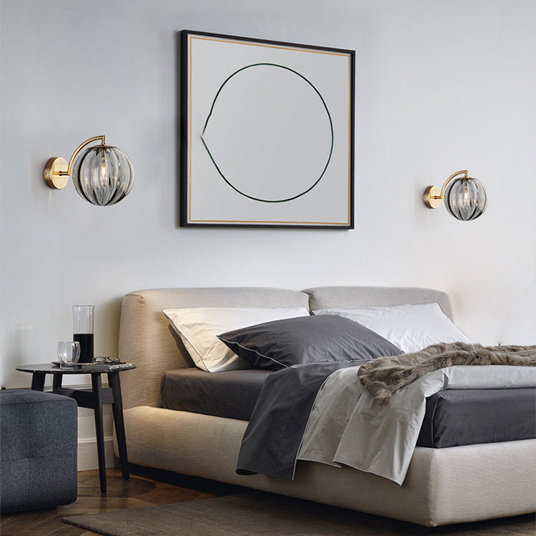 Contemporary Scandinavian Round Ball Iron Glass 1-Light Wall Sconce Lamp For Living Room