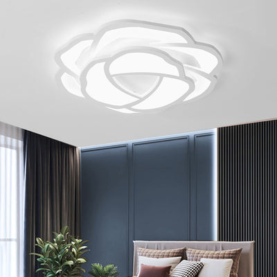 Modern Minimalist Rose Shape Iron Acrylic LED Flush Mount Ceiling Light For Bedroom