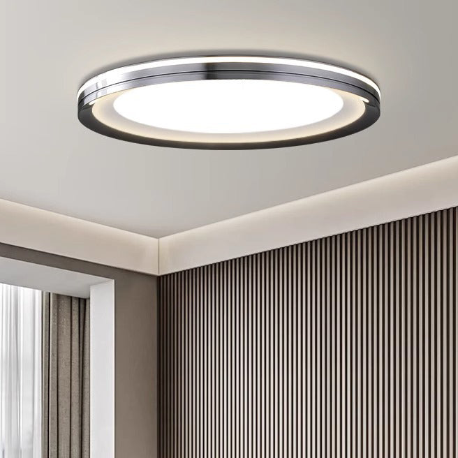 Modern Minimalist Round Aluminum Acrylic Shade LED Flush Mount Ceiling Light For Living Room