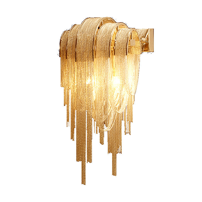 Modern Luxury Iron Aluminum Tassel Chain 2/4 Light Wall Sconce Lamp For Hallway