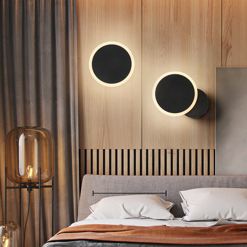 Modern Simplicity Rotatable Round Iron Acrylic LED Wall Sconce Lamp For Bedroom