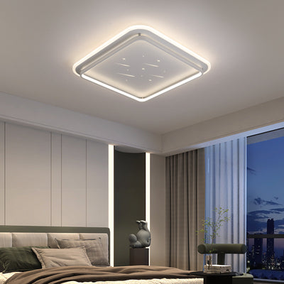 Modern Minimalist Geometric Rectangular Iron LED Flush Mount Ceiling Light For Living Room