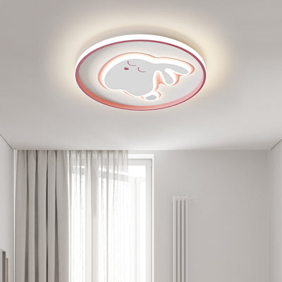 Contemporary Creative Cartoon Rabbit Iron Acrylic LED Kids Flush Mount Ceiling Light For Bedroom