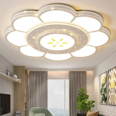 Modern Simplicity Iron Acrylic Round Flower LED Flush Mount Ceiling Light For Living Room