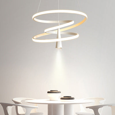 Modern Minimalist Circle Tapered Iron Acrylic LED Chandelier For Living Room