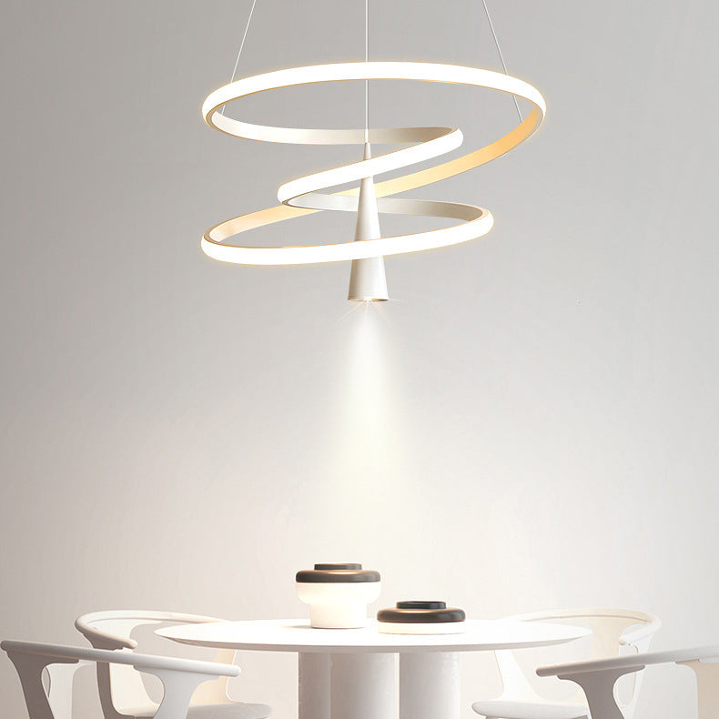 Modern Minimalist Circle Tapered Iron Acrylic LED Chandelier For Living Room