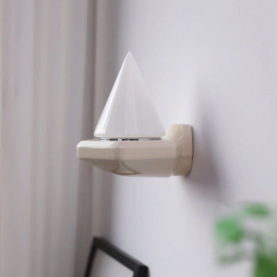 Modern Minimalist Cone Iron Ceramic Glass 1-Light Wall Sconce Lamp For Bedroom