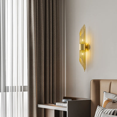 Modern Minimalist Cylindrical Copper Acrylic 2-Light Wall Sconce Lamp For Bedroom