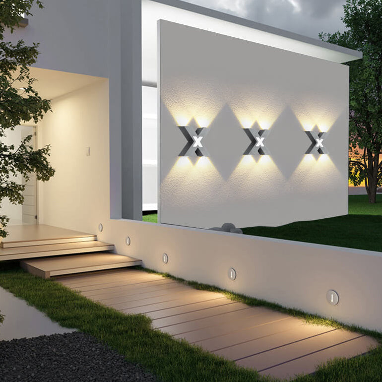 Modern Minimalist Waterproof X-Shape Aluminum LED Wall Sconce Lamp For Outdoor Patio