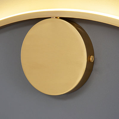 Modern Minimalist Copper Silica Line Wave Circle LED Wall Sconce Lamp For Hallway